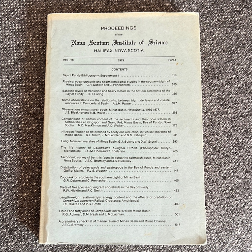 Nova Scotia Institute of Science 1979 Book
